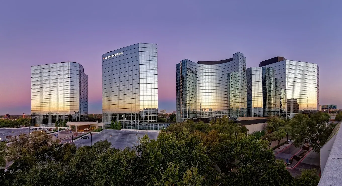 Residential towers at dusk